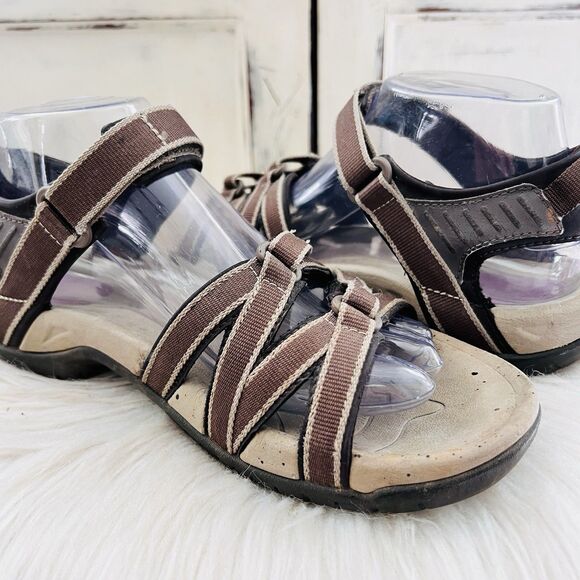 Teva Tirra Brown Strappy Outdoors Hiking Walking Sandals Shoc Pad - Size 8 - Picture 4 of 8
